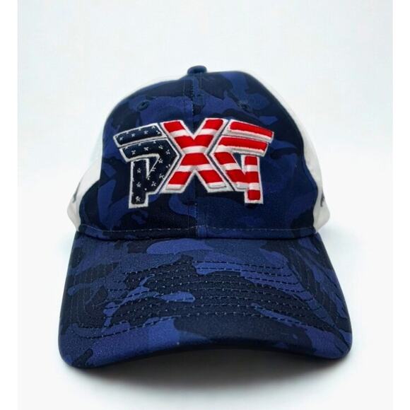PXG Stars & Stripes New Era 9Twenty Adjustable Cap Navy Camo White EUC - Picture 2 of 10